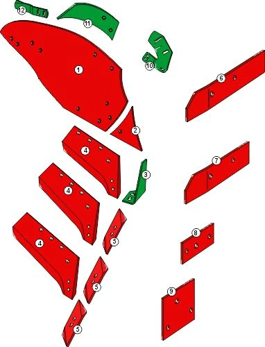 Explosionszeichnung Kverneland Pflugkörper Typ 5